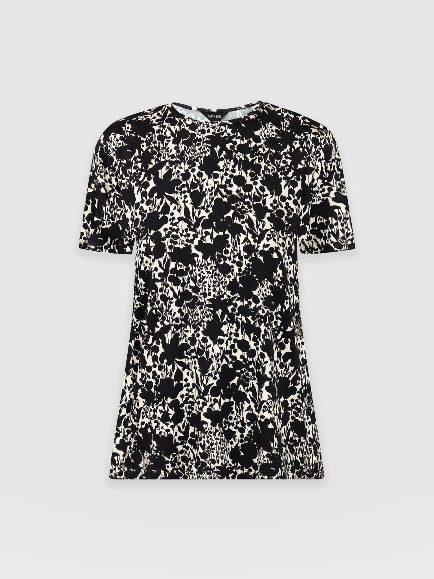 Boyfriend Tee Black Cream Floral - Women's T-Shirts | Saint + Sofia® UK